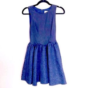 KEEPSAKE The Label Fit and Flare Twirl Dress A-Line Embroidered Navy Dress
